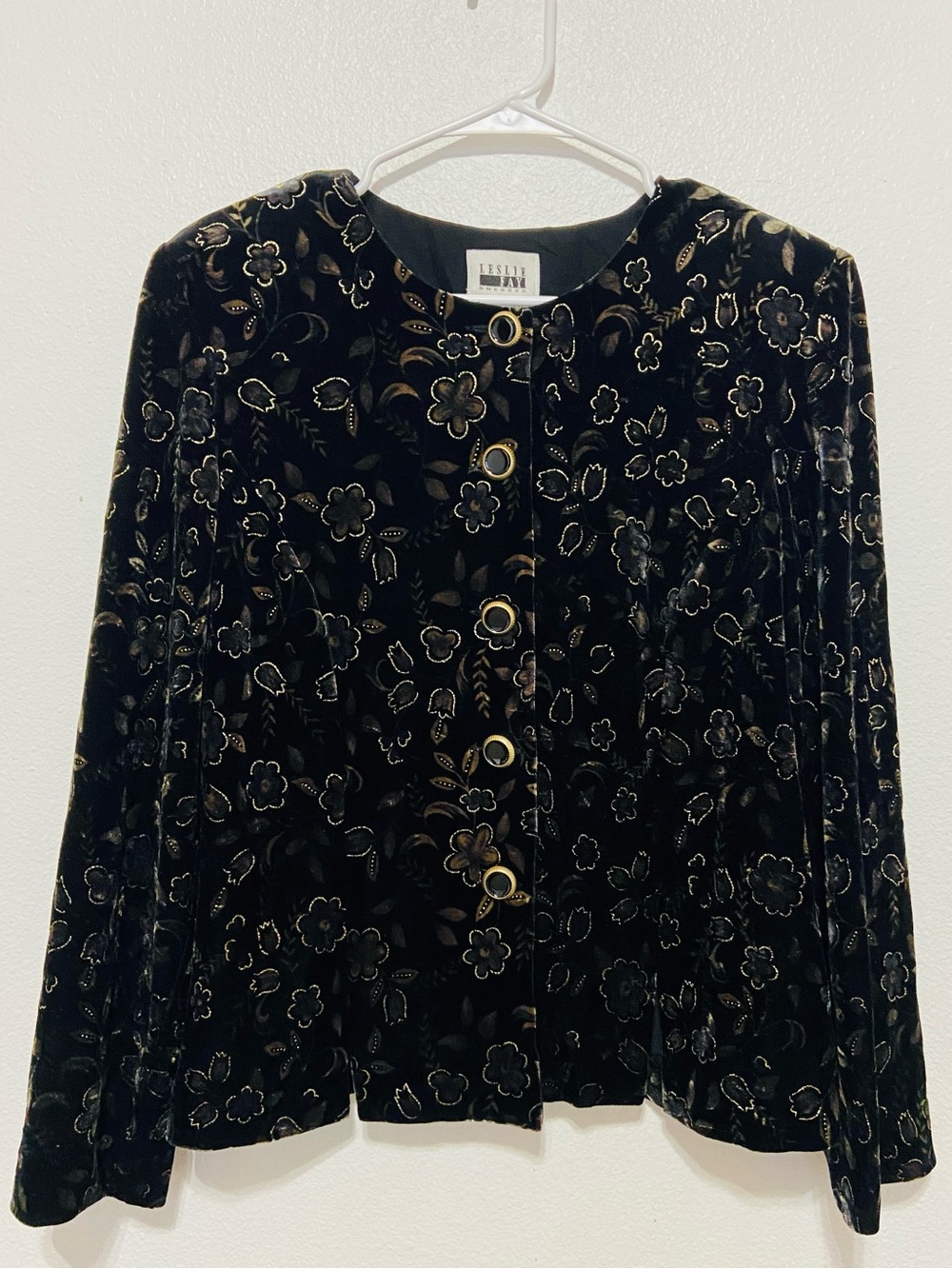 Leslie Fay Whimsigoth Velvet Floral Jacket Vintage 90s Gothic Blazer Romantic 14
